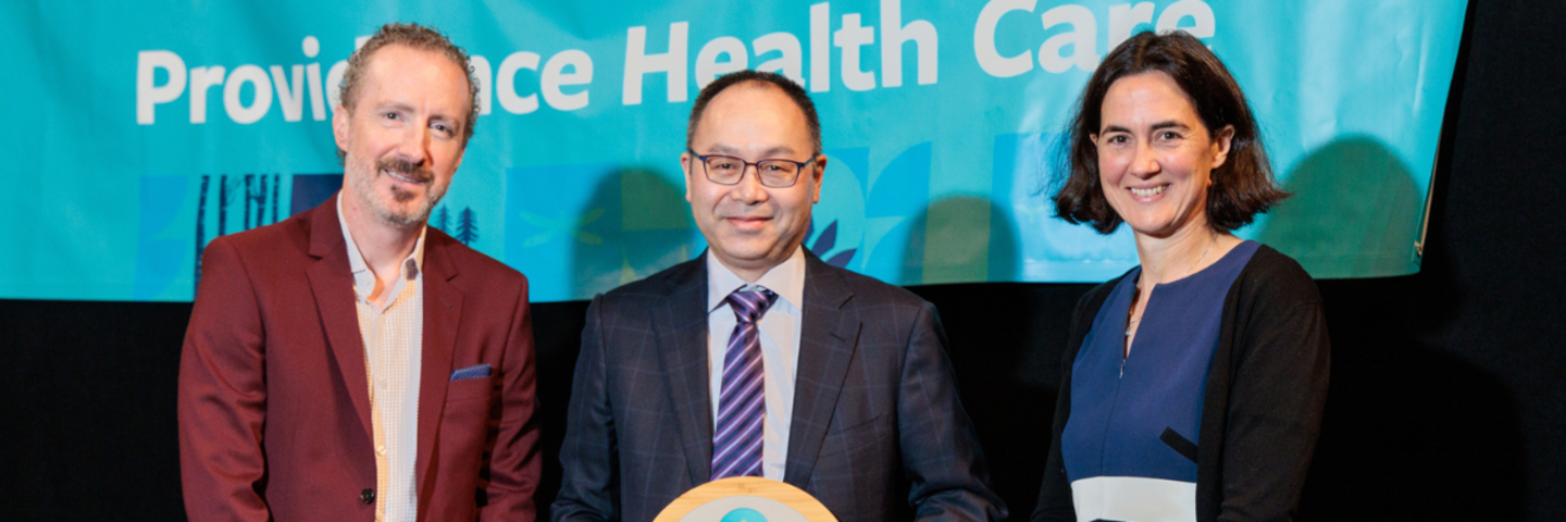 From L-R: Brian Simmers, President, Providence Health Care Ventures, Chief Financial Officer & VP Health Informatics, Dr. Eric Lam, Gastroenterologist - St. Paul's Hospital, Co-founder of SPARC Initiative, and Fiona Dalton, PHC President & CEO.